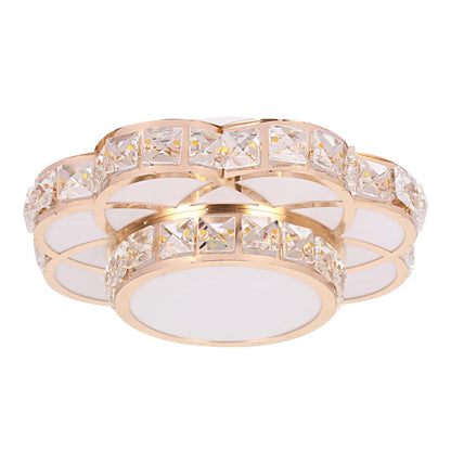 Plafonnier LED Fleur en Cristal Or – Allée, Escalier, Cuisine .