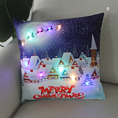 Housse coussin Noël LED Père Noël﻿– lumineux, déco maison, nouvel an