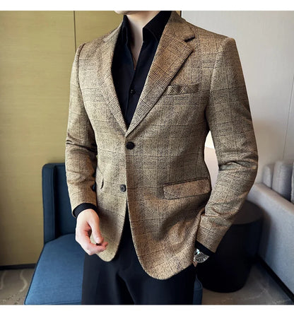 Blazer homme luxe à carreaux, Slim Fit, style britannique – Mariage & affaires .