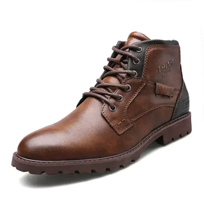 Bottines Cheville Homme Fait Main, Vintage Marron, Usage Travail & Extérieur .