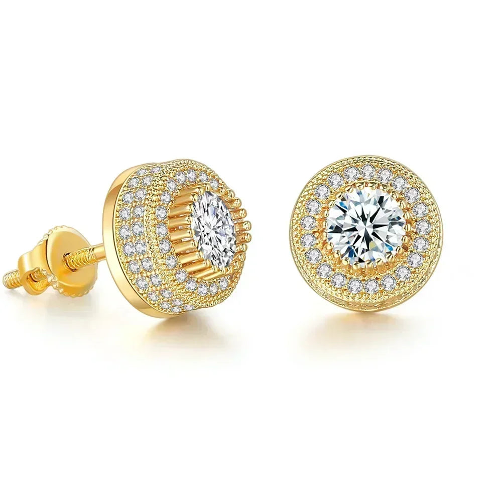 YIKOOLIN Boucles d’Oreilles Hip-Hop – Couleur Or, Cristal Brillant, Bijou Homme Tendance