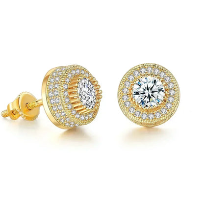 YIKOOLIN Boucles d’Oreilles Hip-Hop – Couleur Or, Cristal Brillant, Bijou Homme Tendance