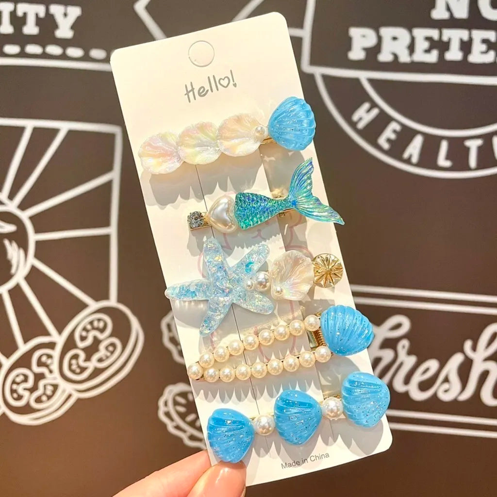 Pinces à Cheveux Bébé Fille – Ensemble 5 Pièces Sirène et Coquillage, Accessoires Mignons