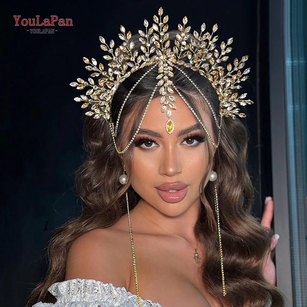 Couronne mariée YouLaPan – Faite à la main, strass luxe, diadème baroque, bijou cheveux HP952