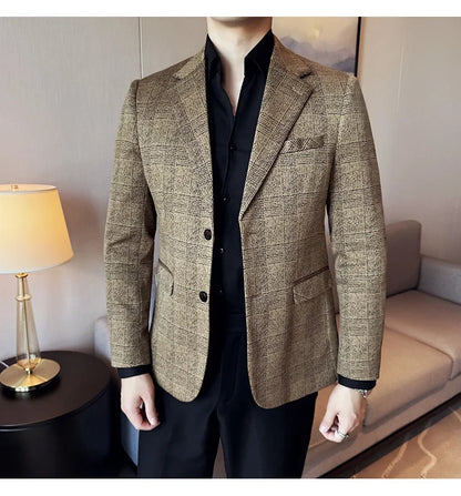 Blazer homme luxe à carreaux, Slim Fit, style britannique – Mariage & affaires .