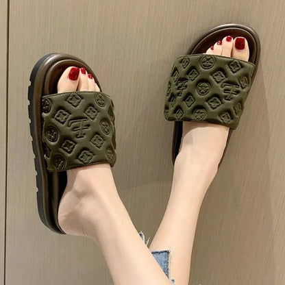 Pantoufles été femme à semelle épaisse, sandales de plage tendance,