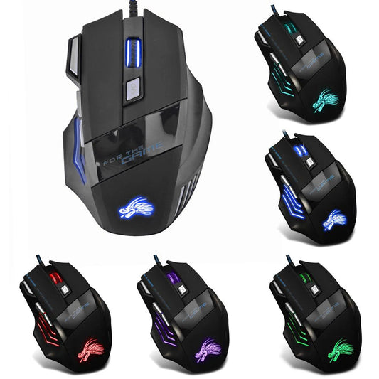 Souris gamer filaire USB 7 boutons rétroéclairée, 5500 DPI ergonomique.