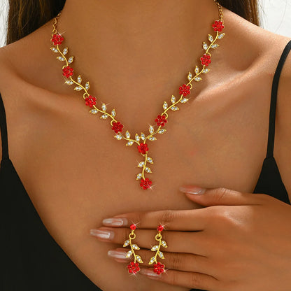 YIKOOLIN Ensemble Bijoux Femme – 3 Pièces Fleur Goutte d’Eau, Collier & Boucles, Style Élégant