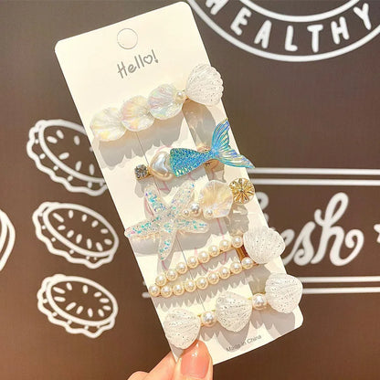 Pinces à Cheveux Bébé Fille – Ensemble 5 Pièces Sirène et Coquillage, Accessoires Mignons