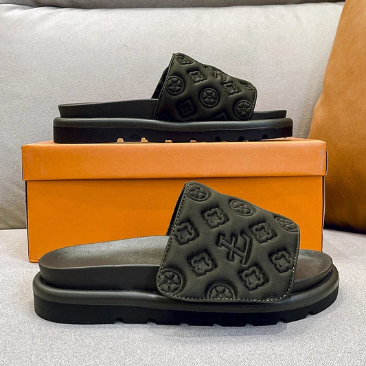 Pantoufles été femme à semelle épaisse, sandales de plage tendance,