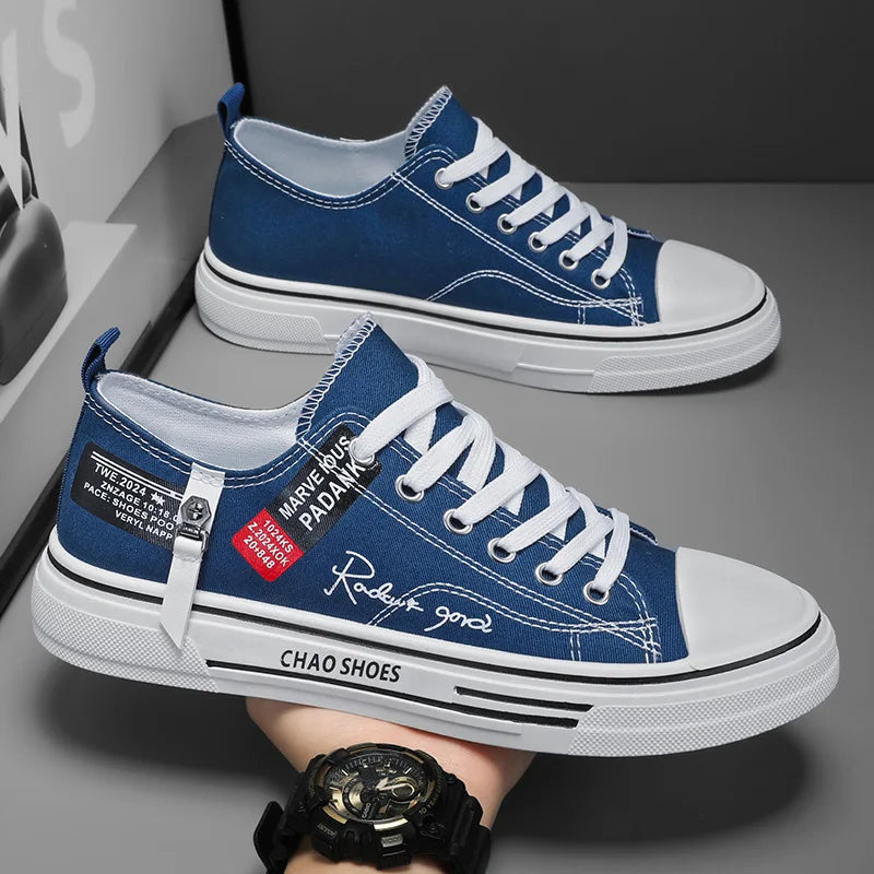 Chaussures Sport Homme Toile Respirante, Sneaker Basses Noires, Style Tendance .