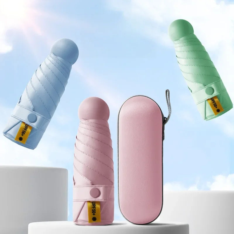 Mini Parasol de Protection Solaire UV Compact – Parapluie de Poche Ultra Léger, Idéal pour Jours Ensoleillés, Cadeau Capsule de Voyage