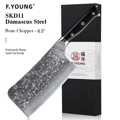Couteau de cuisine professionnel F.YOUNG – acier Damas, chef japonais & sashimi