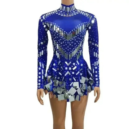 Robe soirée  effet miroir femme, scène, boîte de nuit, spectacle .