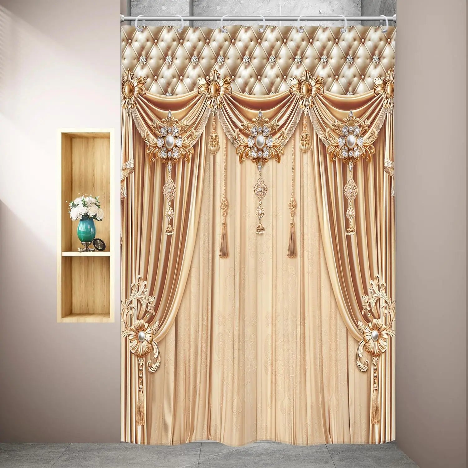 Rideau vert émeraude – Imprimé vintage luxe, décoration intérieur