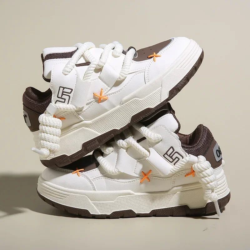 Chaussures chunky polyvalentes pour hommes et femmes, blanches