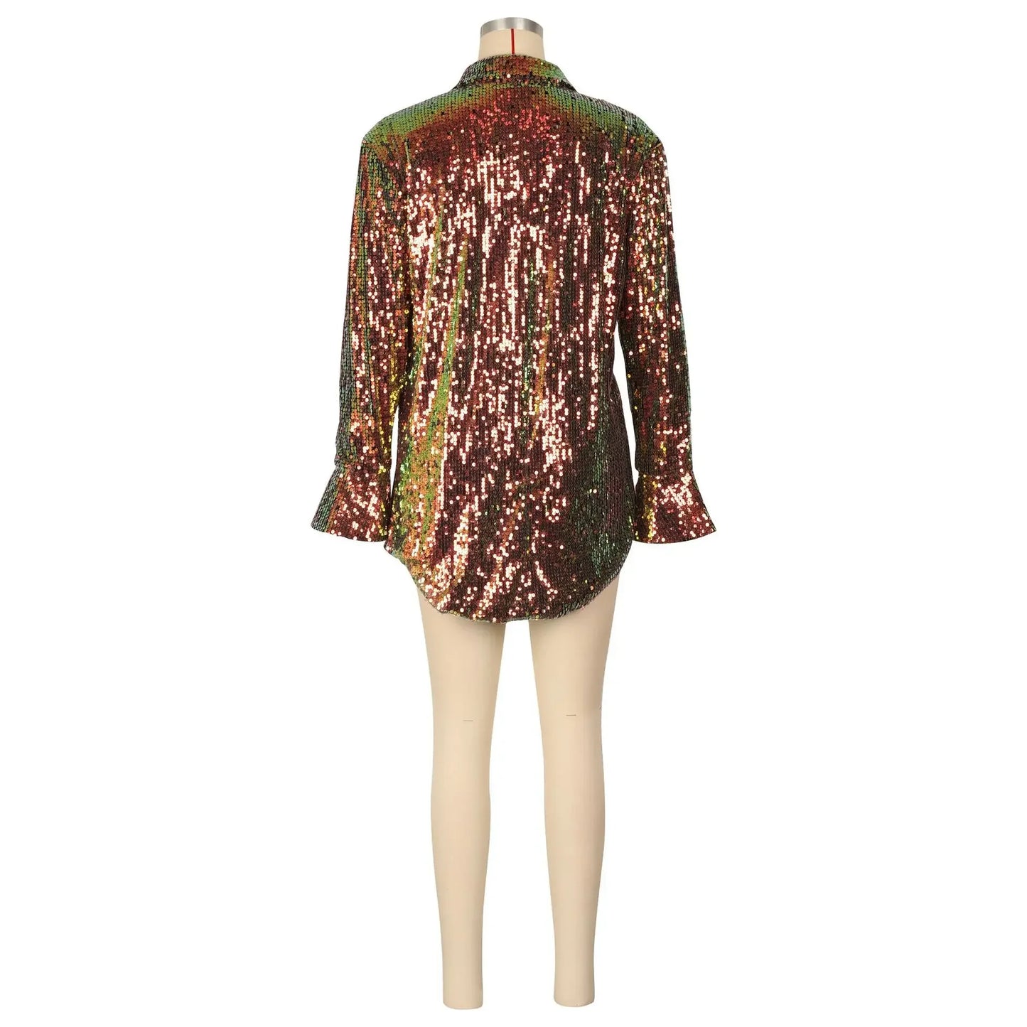 Chemise femme à paillettes, couleurs vives, style européen/américain .