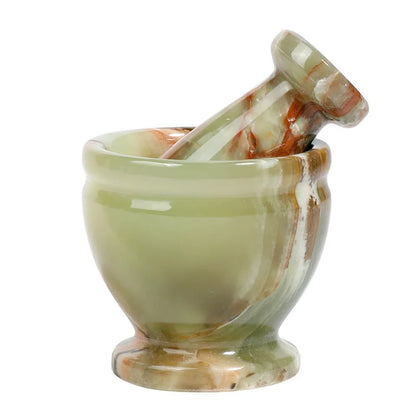 Ensemble mortier pilon marbre vert artisanal, broyeur d'épices et noix, bol cuisine diamètre 3 pouces