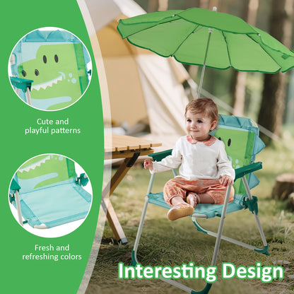 Chaise de plage pliante enfant avec parasol – légère, résistante au vent, idéale pique-nique & camping.