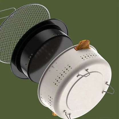 Grill de barbecue portable coréen en acier inoxydable, poêle fendue antiadhésive, support rond pour camping barbecue en plein air