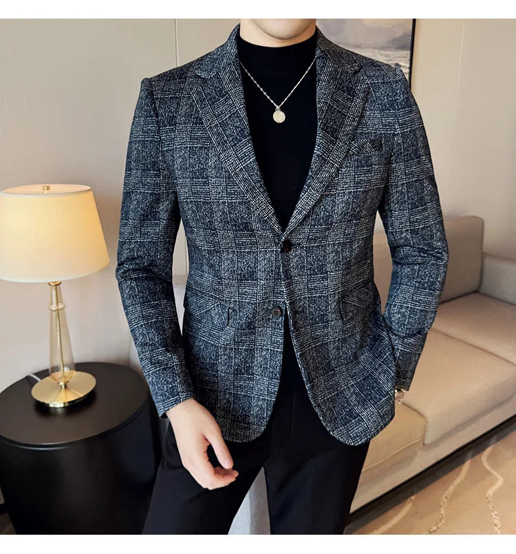 Blazer homme luxe à carreaux, Slim Fit, style britannique – Mariage & affaires .