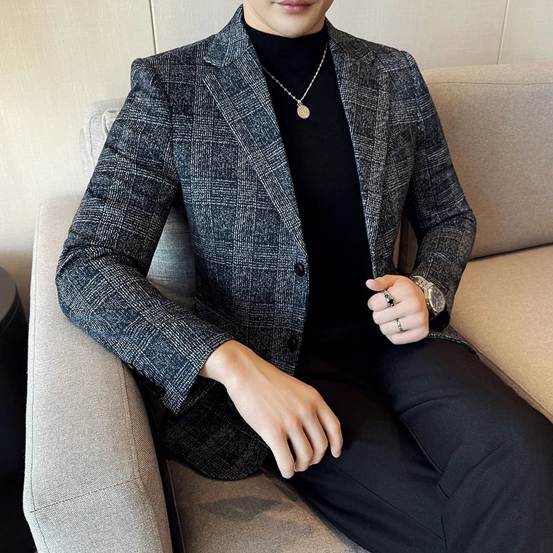 Blazer homme luxe à carreaux, Slim Fit, style britannique – Mariage & affaires .