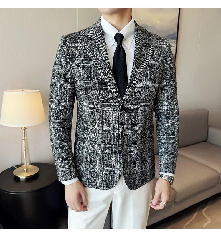 Blazer homme luxe à carreaux, Slim Fit, style britannique – Mariage & affaires .