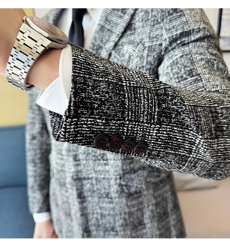 Blazer homme luxe à carreaux, Slim Fit, style britannique – Mariage & affaires .
