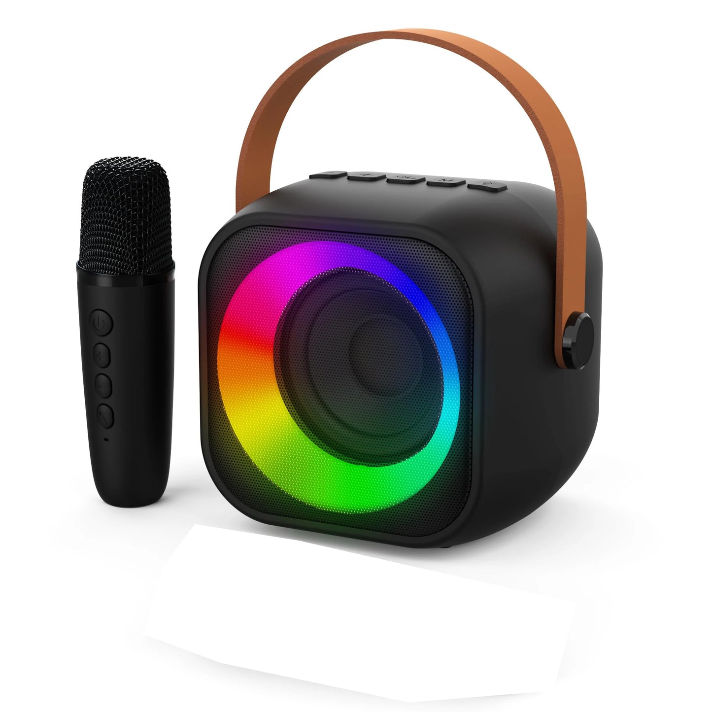 Mini machine karaoké Bluetooth enfants K12, portable avec 2 micros sans fil.