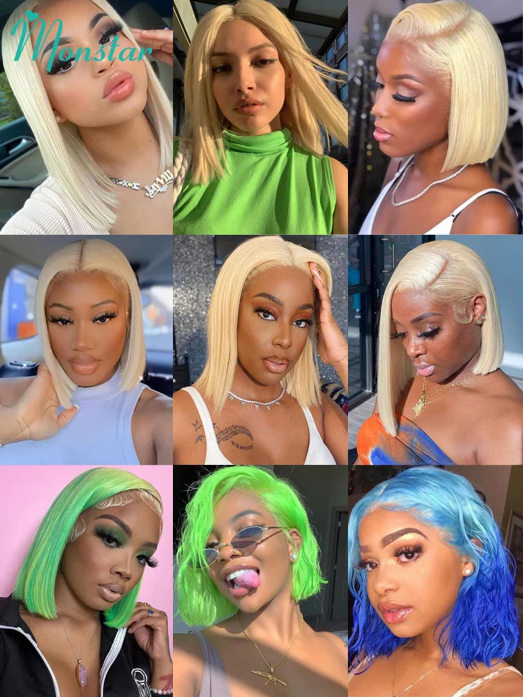 Perruque Bob 613 HD – Cheveux humains, dentelle frontale 13x4/13x6, droite .