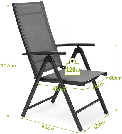 Lot de 2 chaises de jardin pliantes, dossier 7 positions, charge 150 kg .