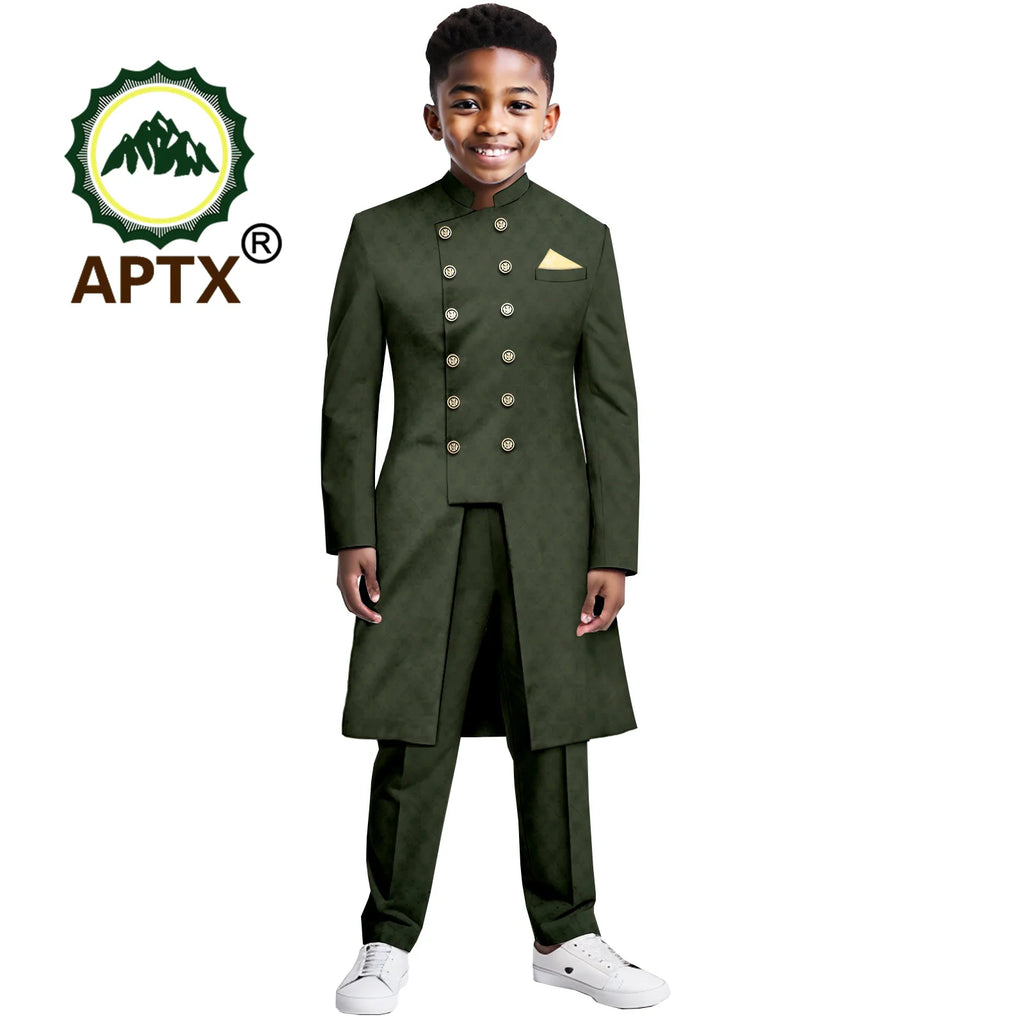 Ensemble garçon africain – Tenue traditionnelle 2 pièces, veste et pantalon, robe formelle pour fête et mariage