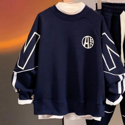 Vêtements garçons grande taille, ensemble 2 pièces  sweat + pantalon tendance