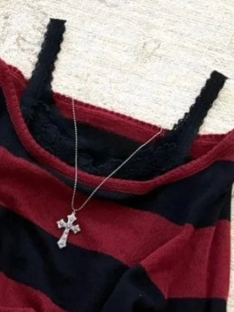 Haut Femme Tricot – Style Punk Y2K Manches Longues