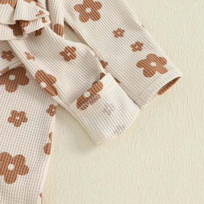 Ensemble bébé fille 2 pièces : combinaison florale à manches longues + bandeau .