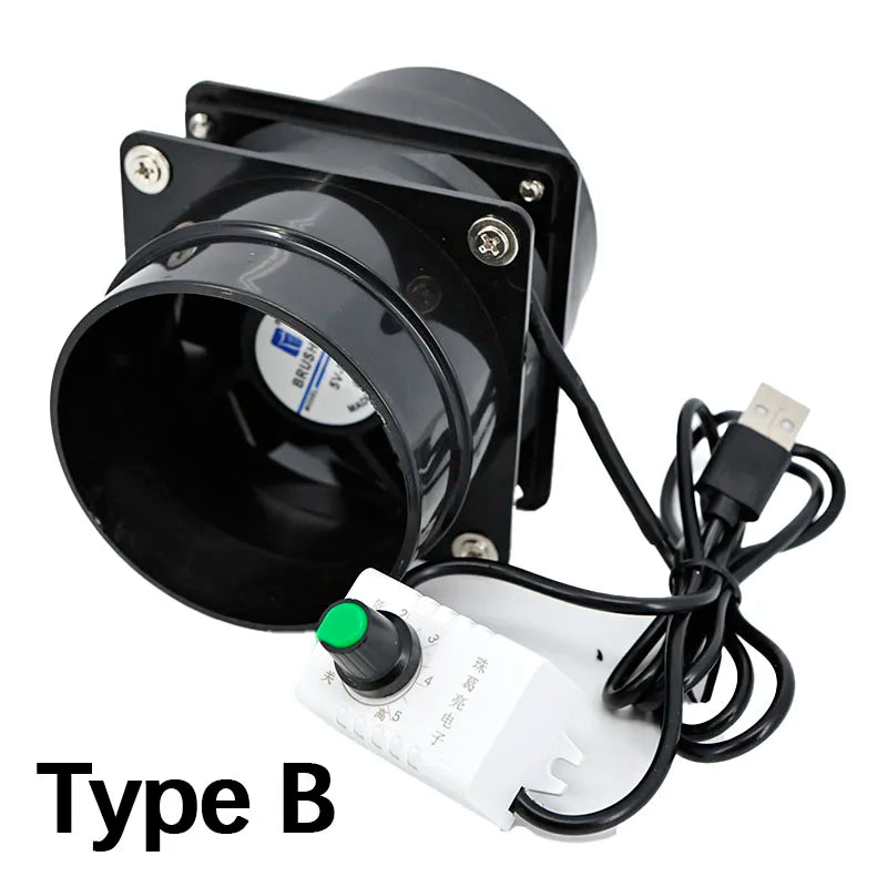 Ventilateur Extracteur Fumée 2 Types DC 5V USB, Vitesse réglable, Conduit 1-2 Voies, Tuyau 1m/3m