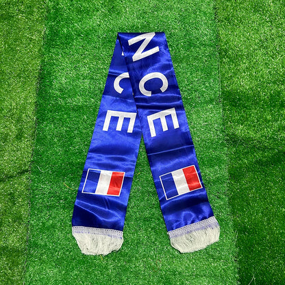 Écharpe Drapeau France 14×130 cm, satin, supporter football