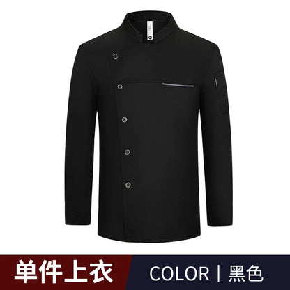 Uniforme Chef Hôtel Homme – Veste de Chef, Tablier à Manches Longues, Manteau de Cuisinier Restaurant, T-shirt Tenue Professionnelle, Uniforme Serveur, Vêtement de Travail