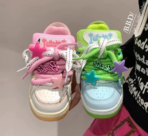 Baskets couple résine mandarine, couleurs dopamine, tendance casual