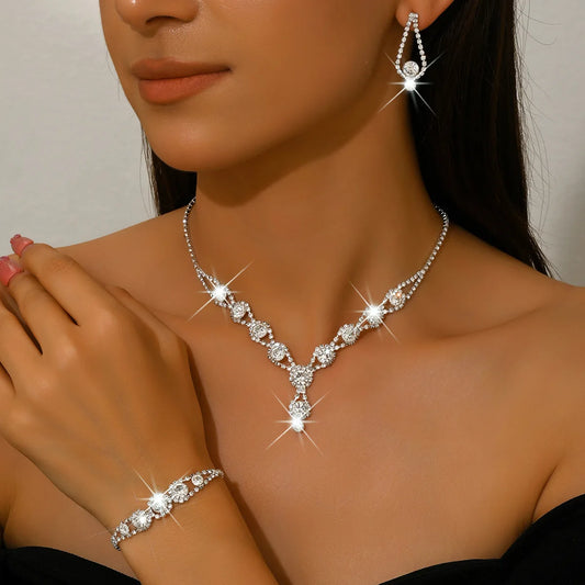 YIKOOLIN Parure Bijoux Mariage Femme – Ensemble 4 Pièces Cristal Élégant, Strass Brillants