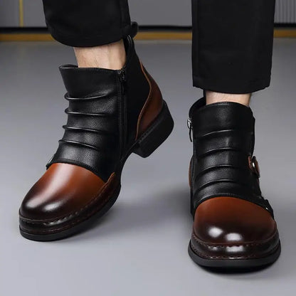 StephanBoots - Bottes basses rétro homme cuir peluche hiver