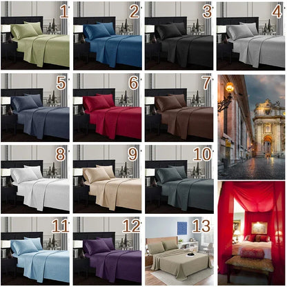 Parure de lit 3/4 pièces à rayures brossées en relief, drap plat, drap-housse, taie d'oreiller, pour jumeau, Queen, King, taie d'oreiller