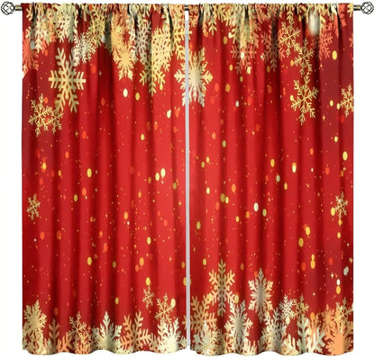 Rideaux Noël luxe flocons neige feuille d'or