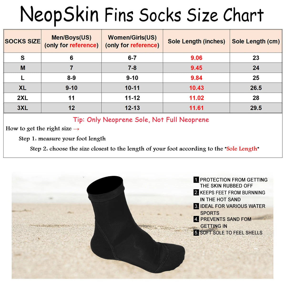 Chaussettes de plage en néoprène – Protection solaire, volley, football, sable