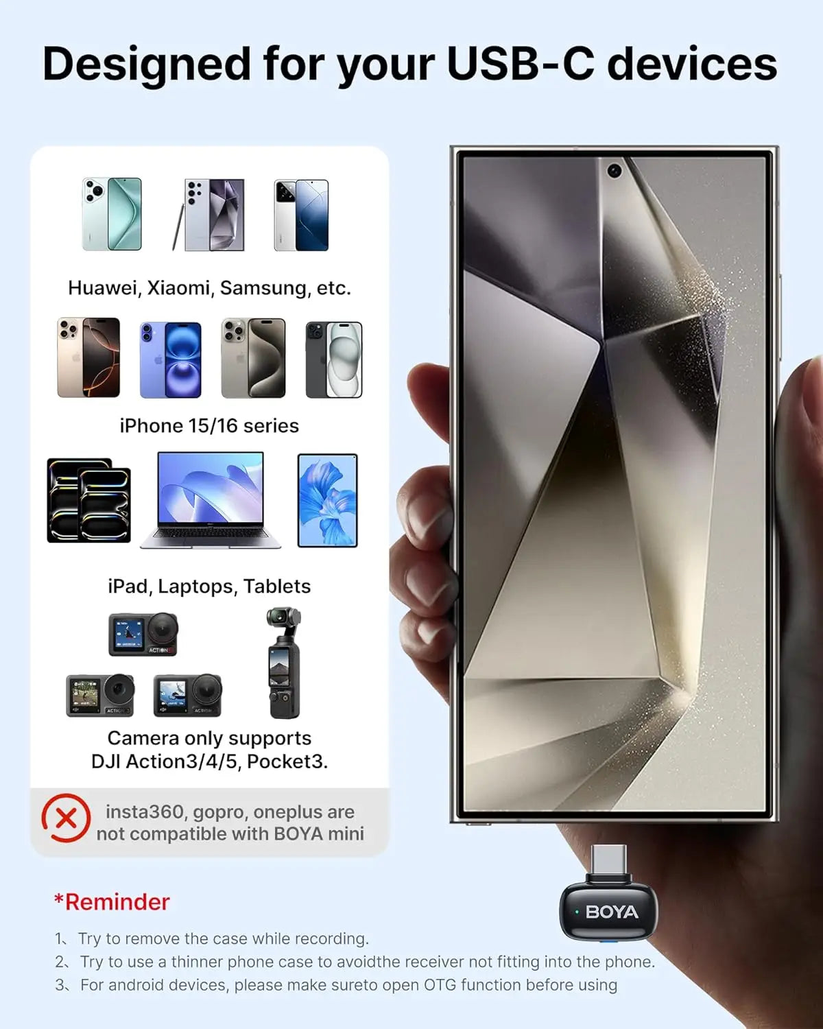 Micro Sans Fil BOYA Lavalier Mini, Enregistrement Audio/Vidéo .