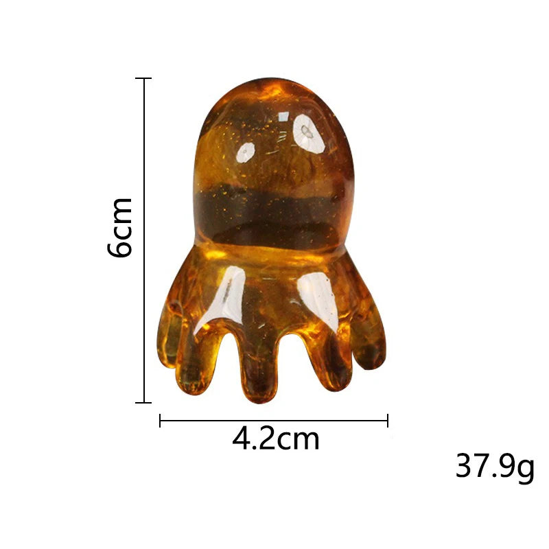 Peigne poulpe en résine naturelle – dents larges, massage cuir chevelu & thérapie capillaire