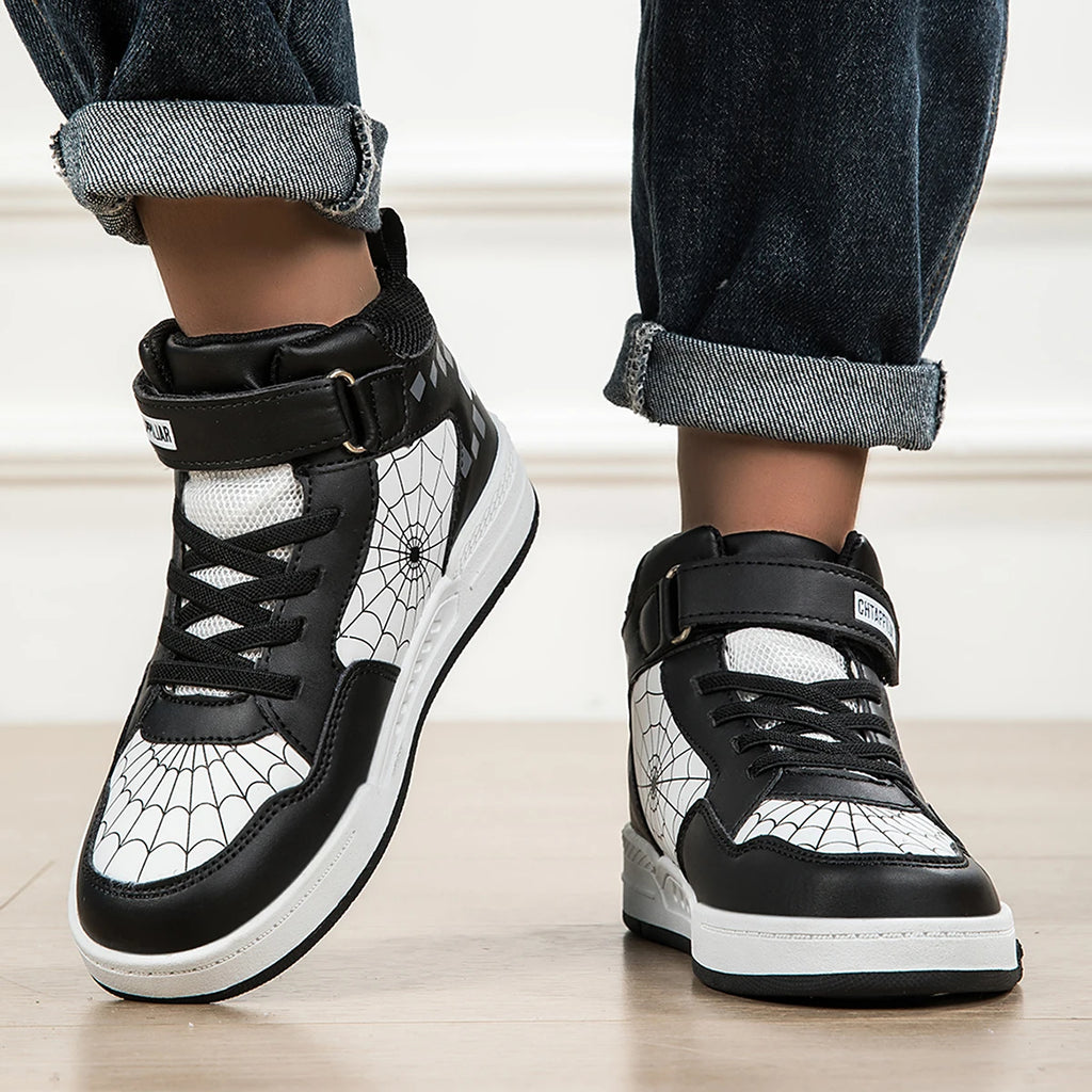 Baskets Montantes Enfant Cuir PU Tendance – Chaussures Sport décontractées Garçons Filles