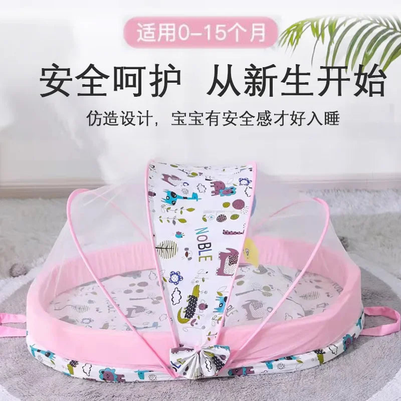 Lit bébé pliable avec moustiquaire – Nid de couchage 0-24 mois .