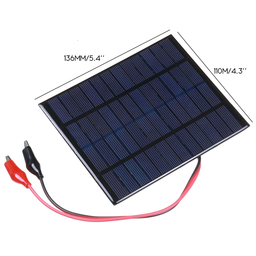 Panneau solaire portable en polysilicium, panneau de charge solaire bricolage extérieur avec clip pour charge de batterie 9-12V, 12V, 10W