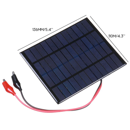 Panneau solaire portable en polysilicium, panneau de charge solaire bricolage extérieur avec clip pour charge de batterie 9-12V, 12V, 10W